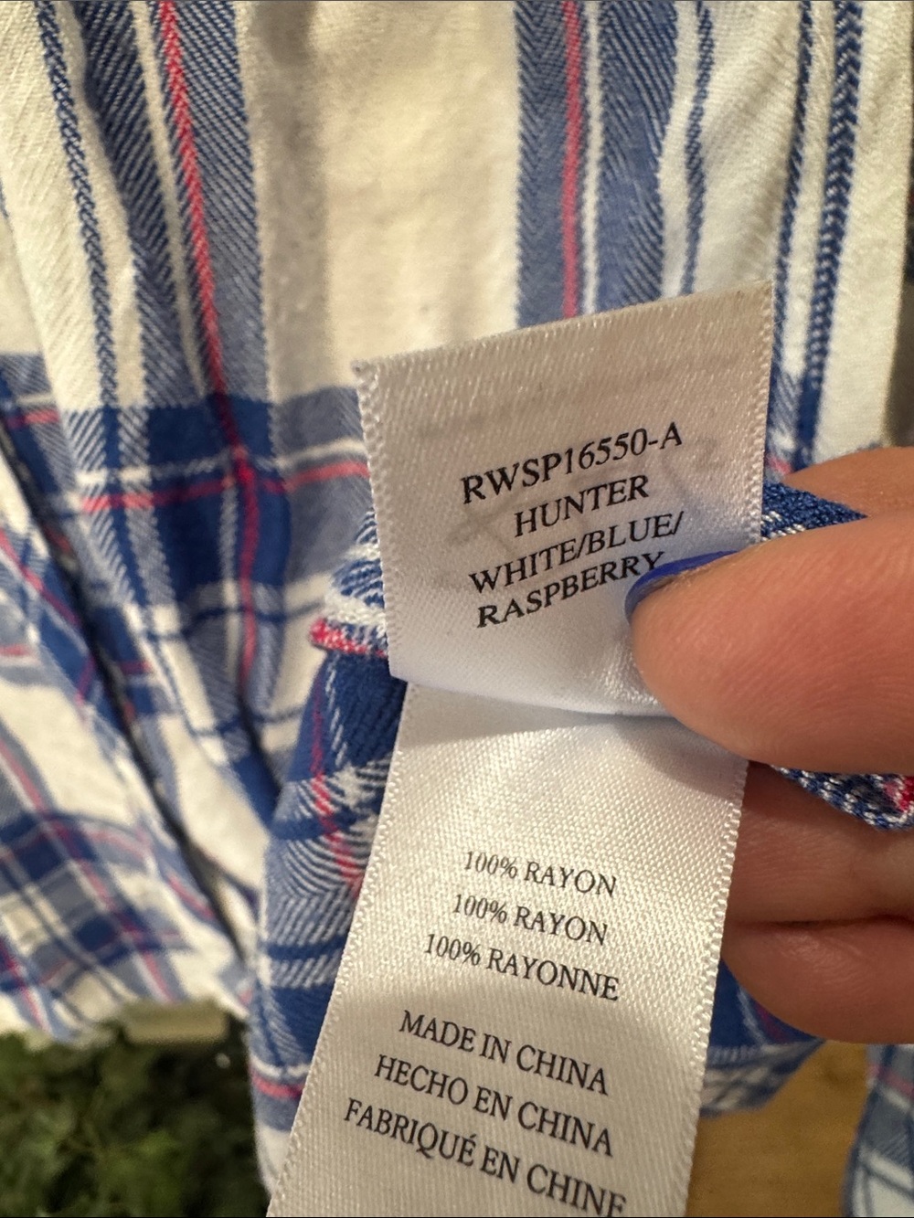 #625 RAILS Blue, White w Raspberry Plaid Button-Down Shirt - Picture 6 of 7